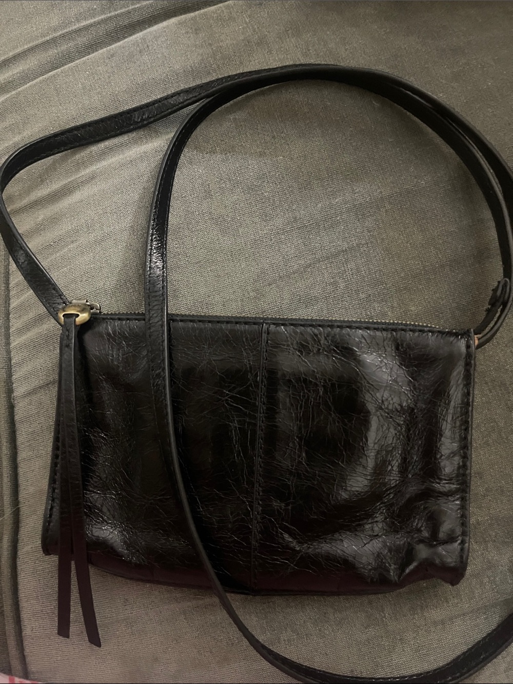 HOBO Black Leather Crossbody with Tassel